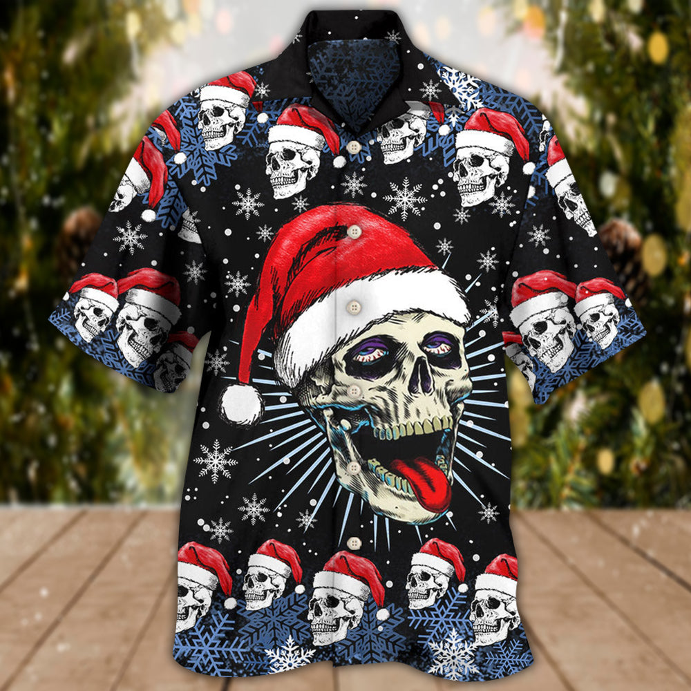 Skull Christmas On The Naughty Listand I Regret Nothing - Hawaiian Shirt - Reefox