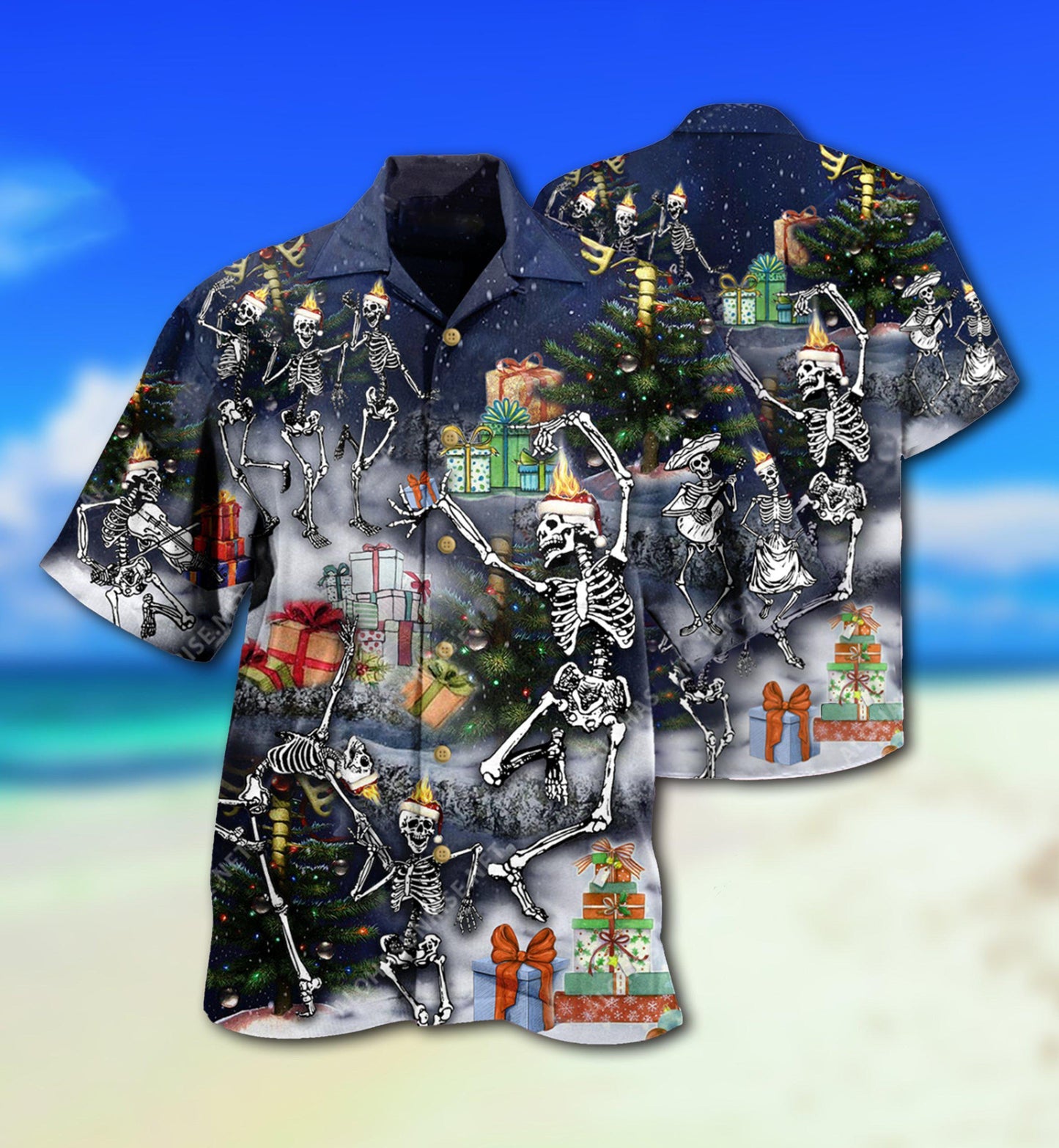 Skull Dancing With Christmas - Hawaiian Shirt - Reefox