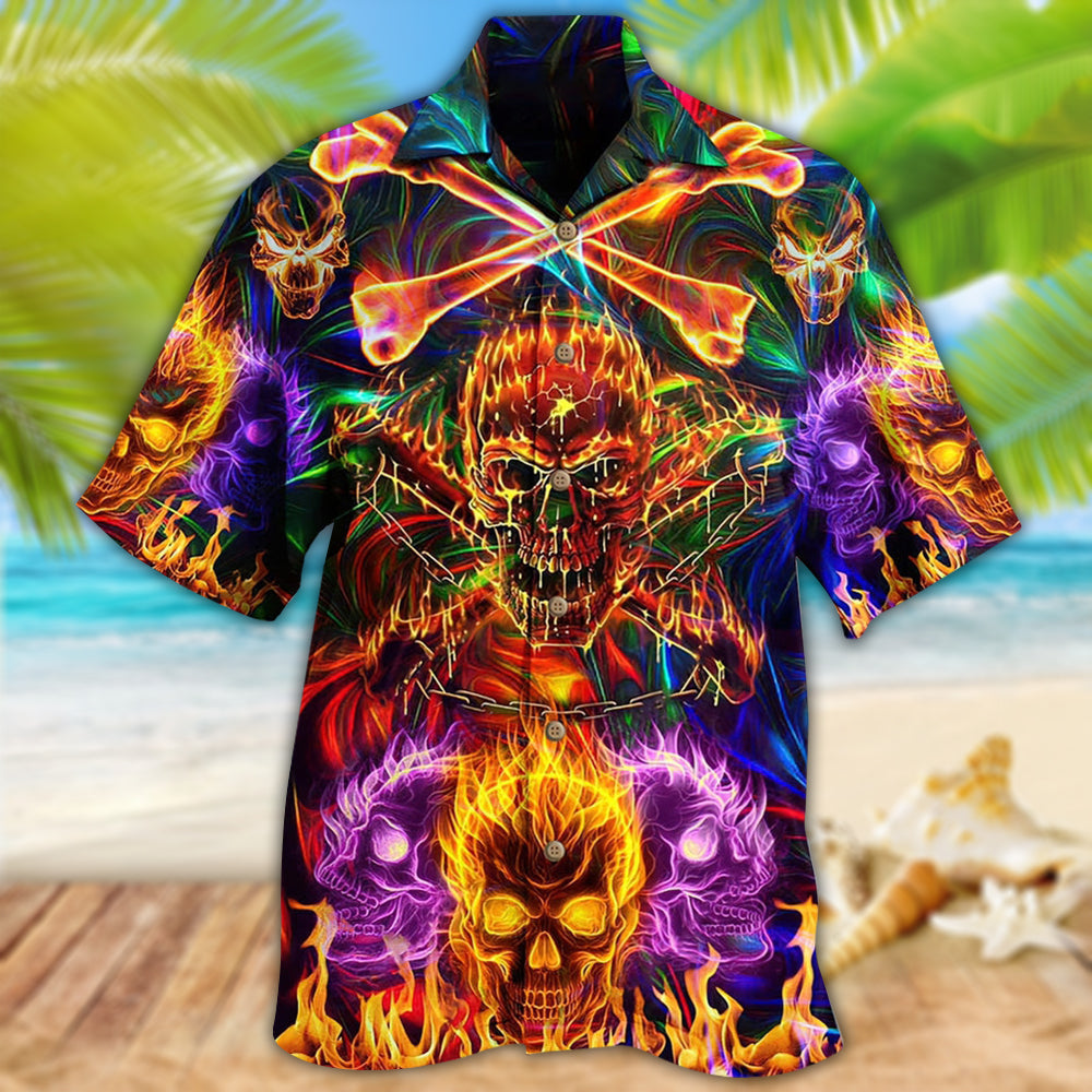 Skull Fire Angry - Hawaiian Shirt - Reefox