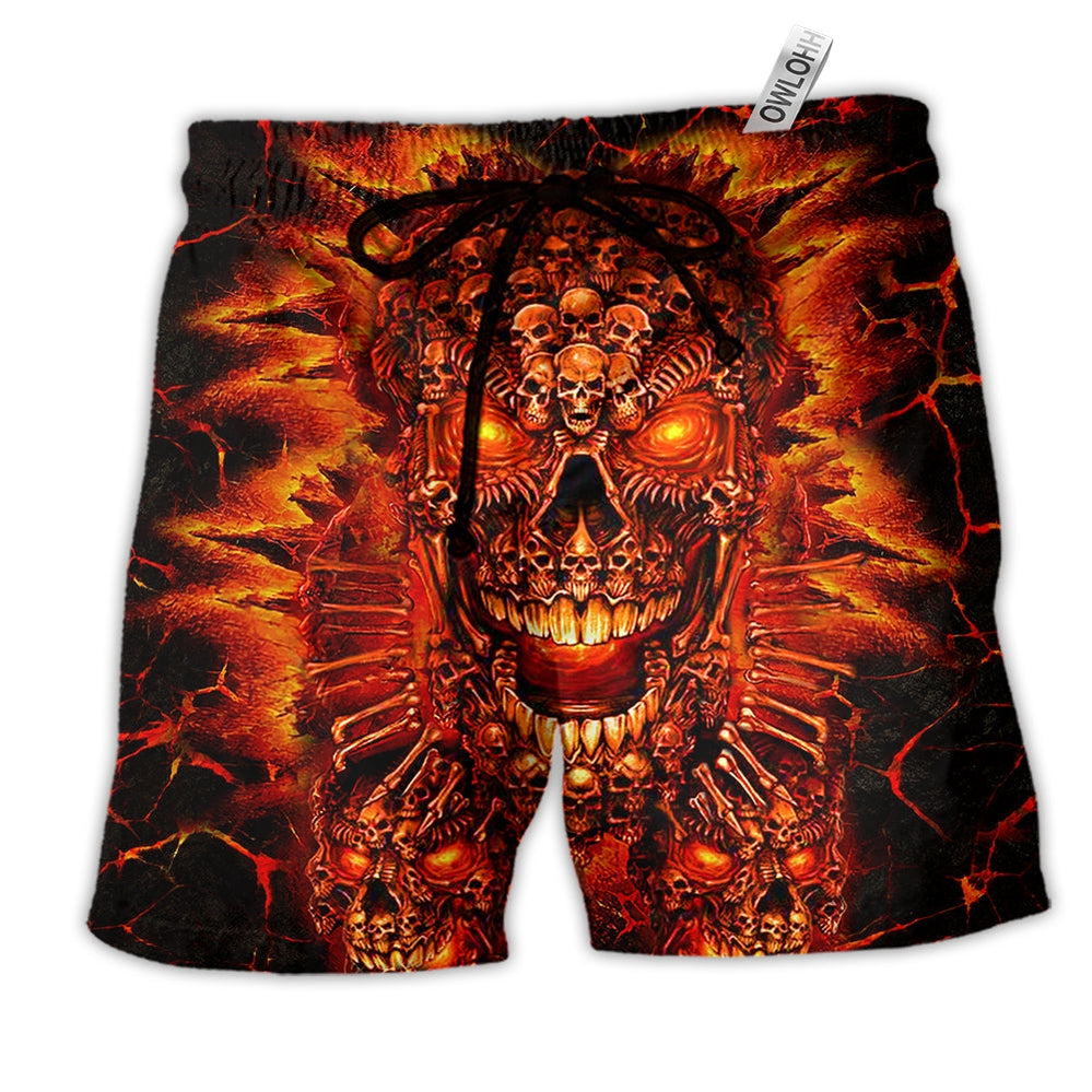 Beach Short / Adults / S Skull Fire Love Red Smile Fire - Beach Short Reefox - Owls Matrix LTD