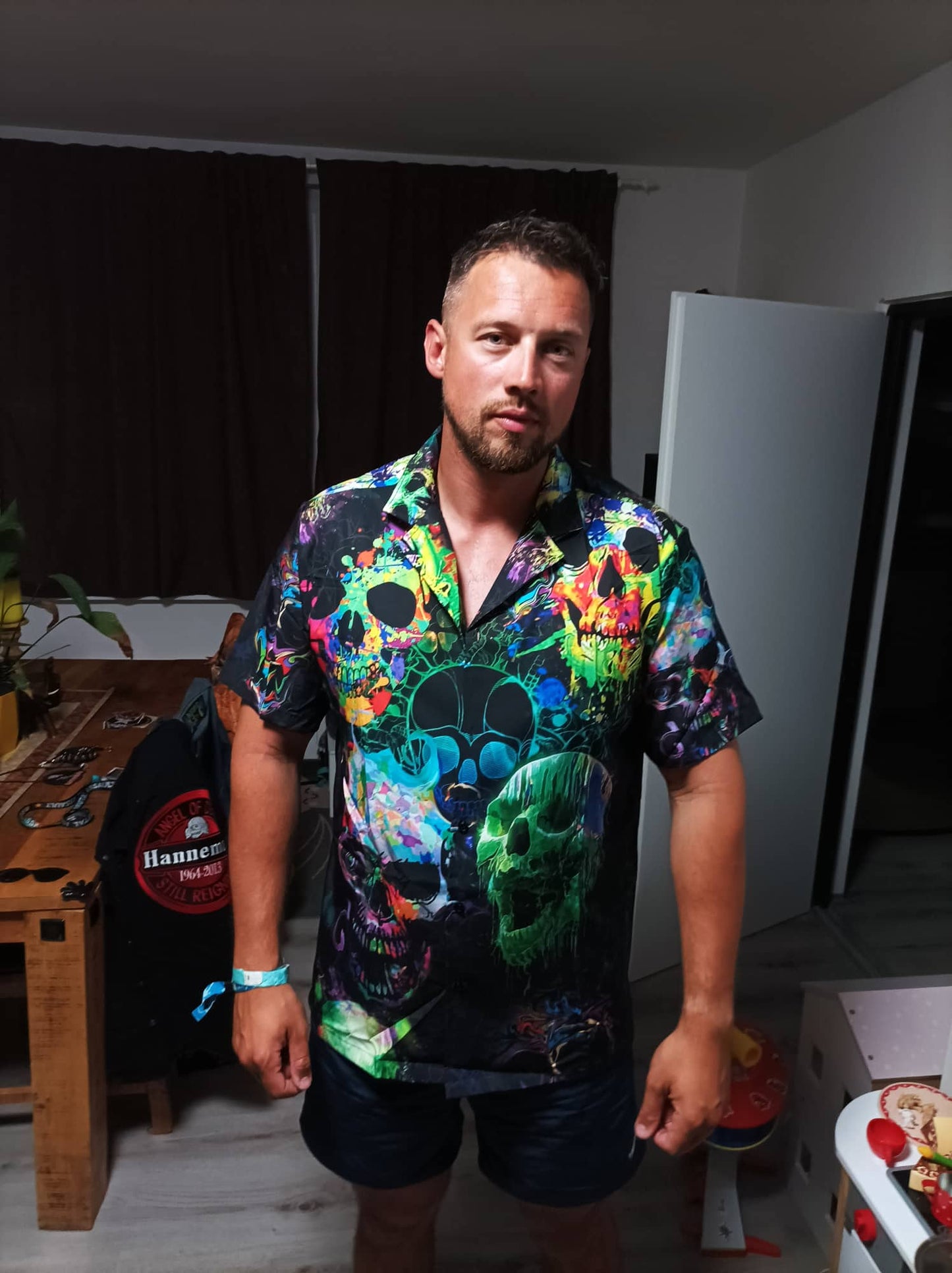 Skull Green Color Splash - Hawaiian Shirt - Reefox