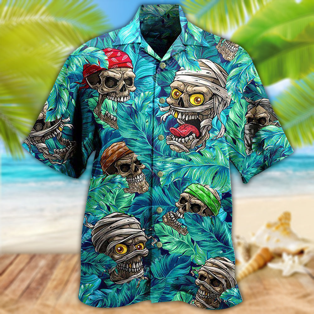 Skull Hide And Seek Tropical Leaf - Hawaiian Shirt - Reefox