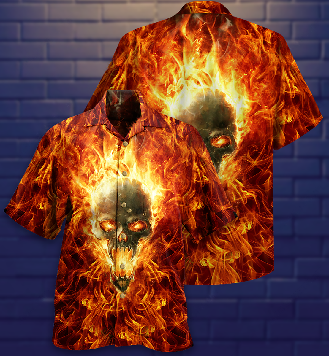 Skull Hot As Hell Psycho As Well - Hawaiian Shirt - Reefox