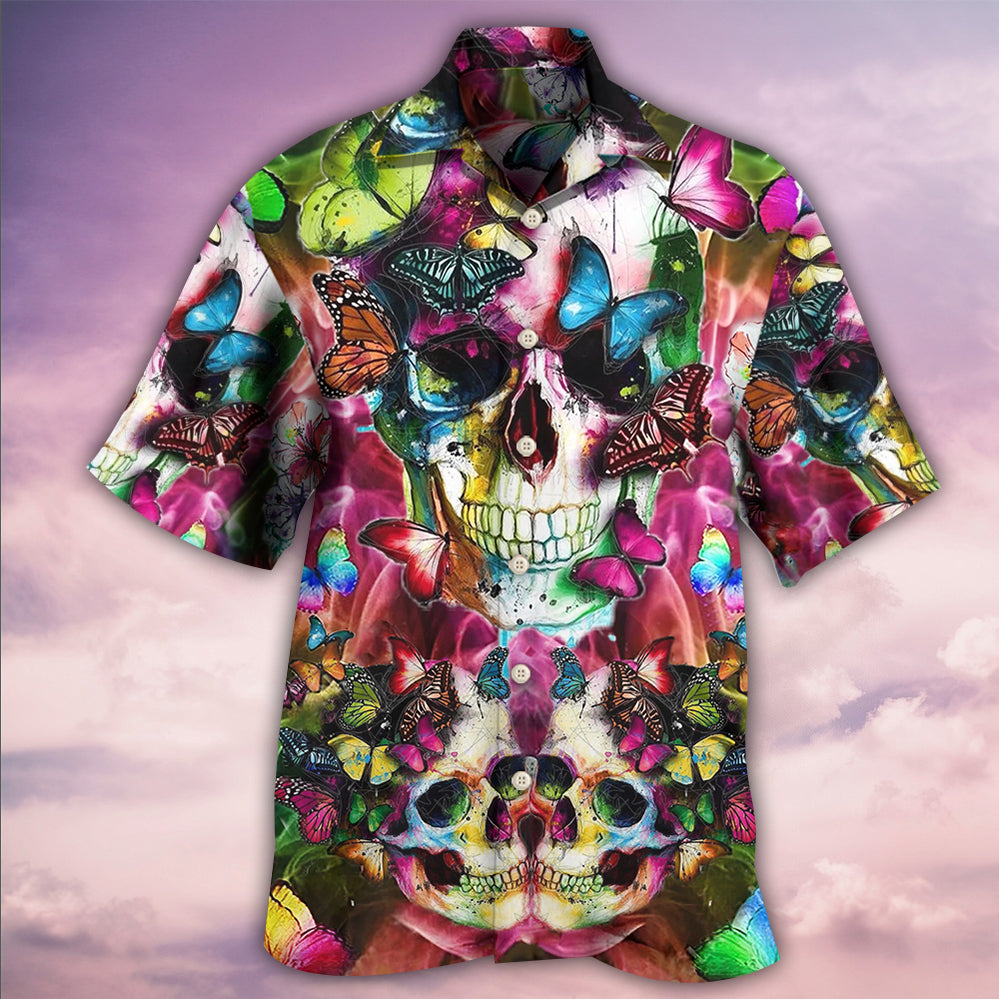 Skull Love Life Cool Floral - Hawaiian Shirt - Reefox