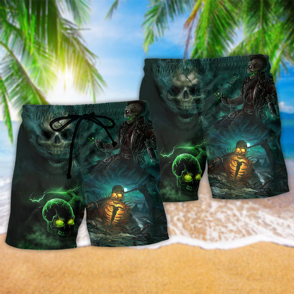 Skull No Flesh No Brain But Still In Pain Dark - Beach Short Reefox - Owls Matrix LTD