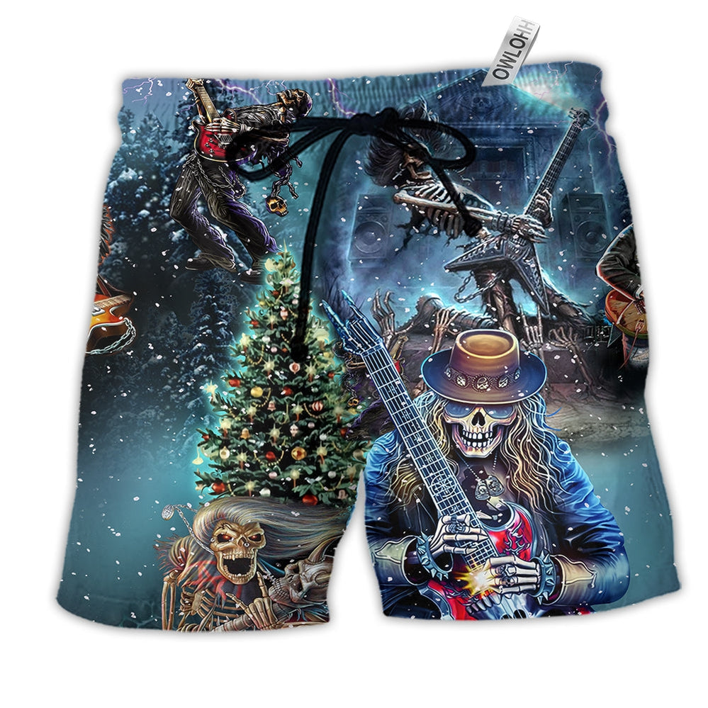Beach Short / Adults / S Skull Playing Rock Party Music - Beach Short Reefox - Owls Matrix LTD