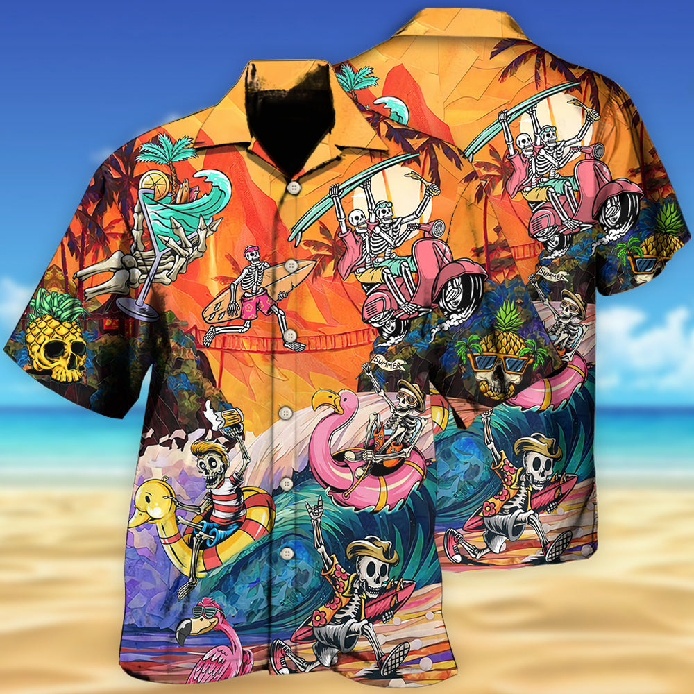 Skull Style On The Colorful Wave - Hawaiian Shirt - Reefox