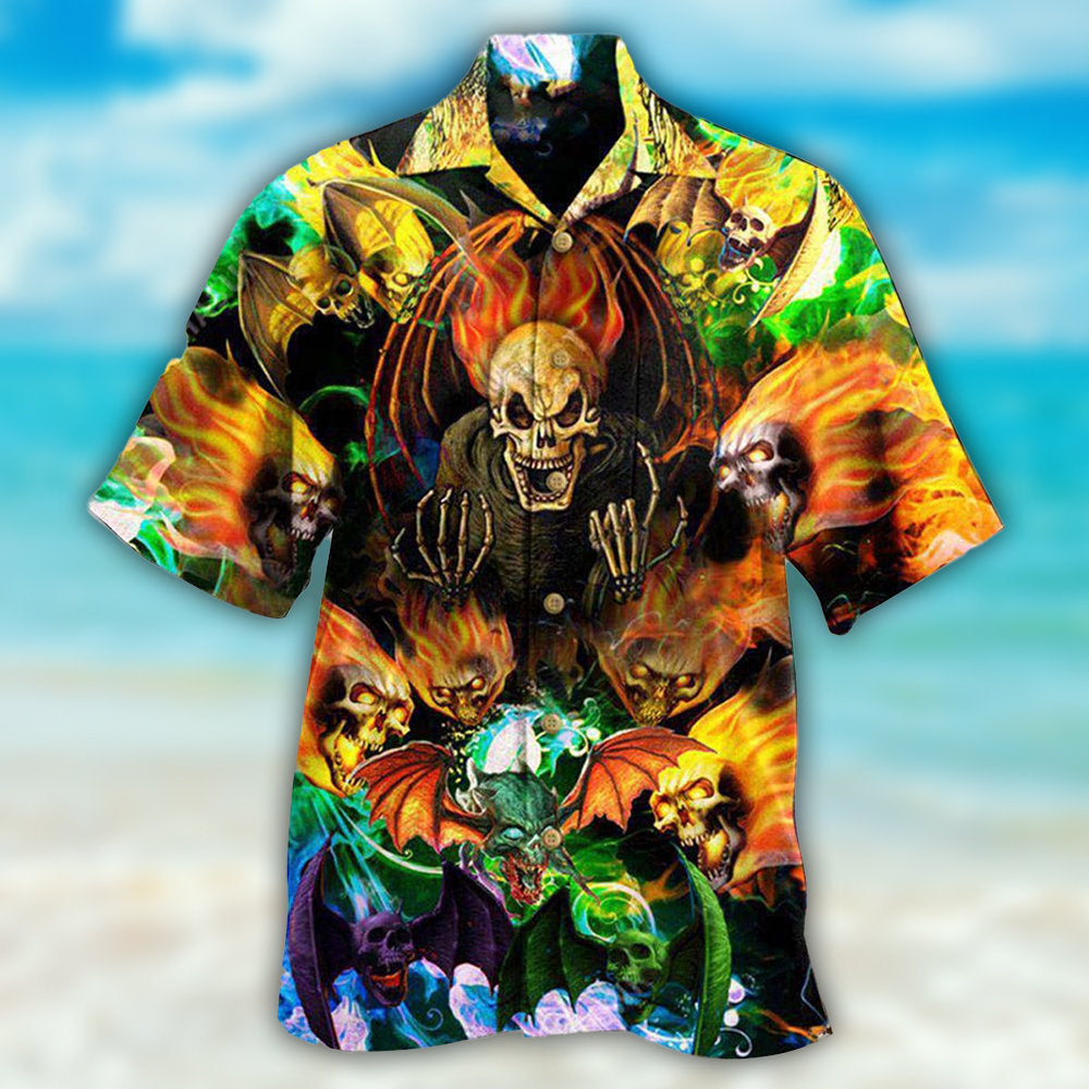 Skull With Bat Wings - Hawaiian Shirt - Reefox