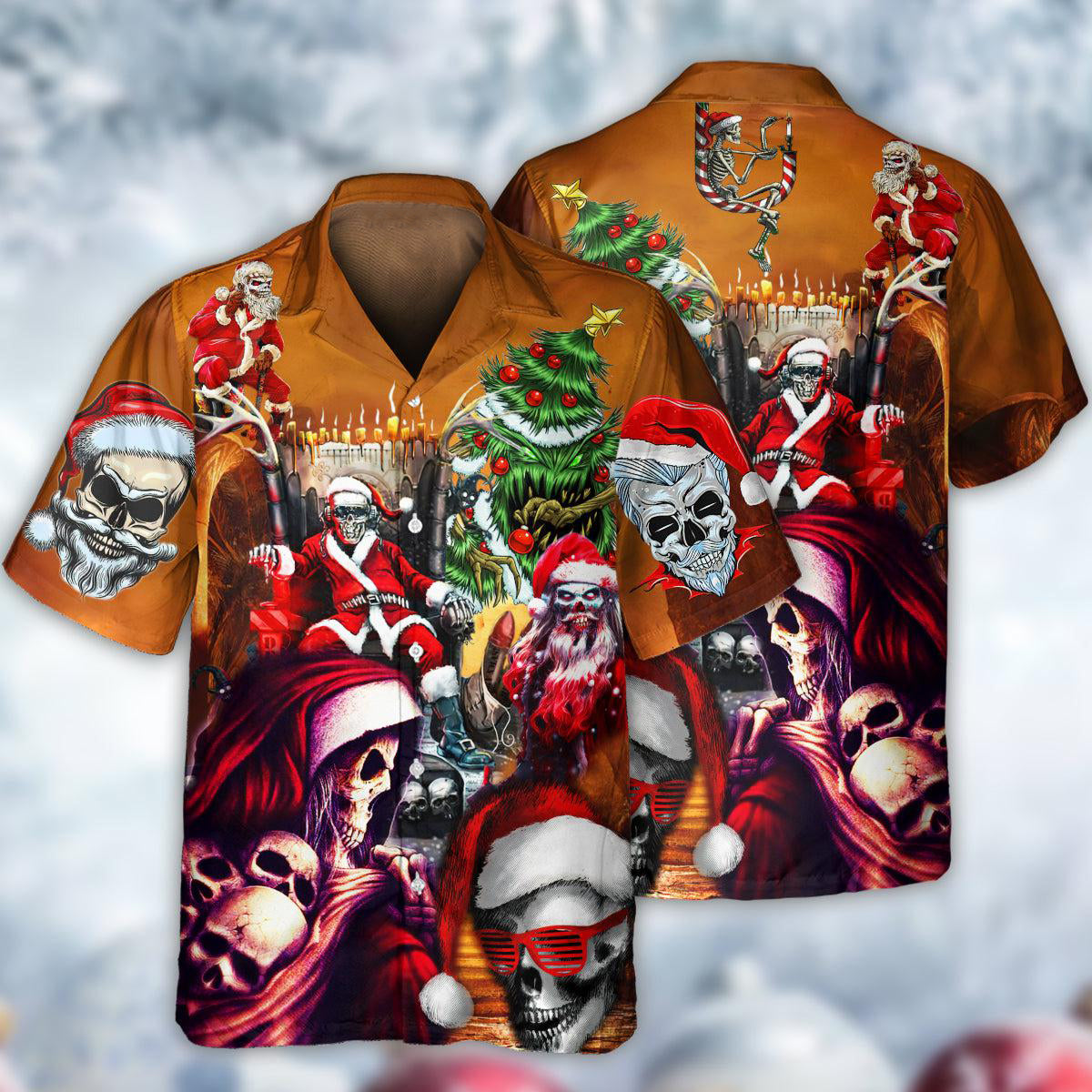 Skull Santa Claus Christmas Lovely - Hawaiian Shirt - Reefox