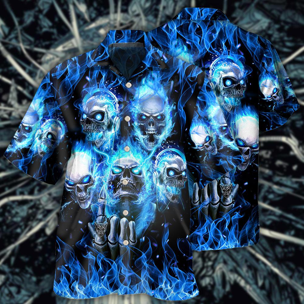 Skull Blue Skull Angry Style - Hawaiian Shirt - Reefox