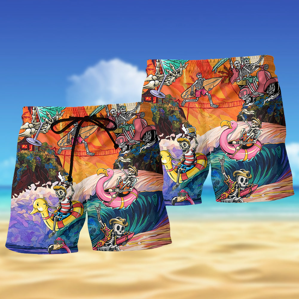 Skull Style On the Colorful Wave - Beach Short Reefox - Owls Matrix LTD