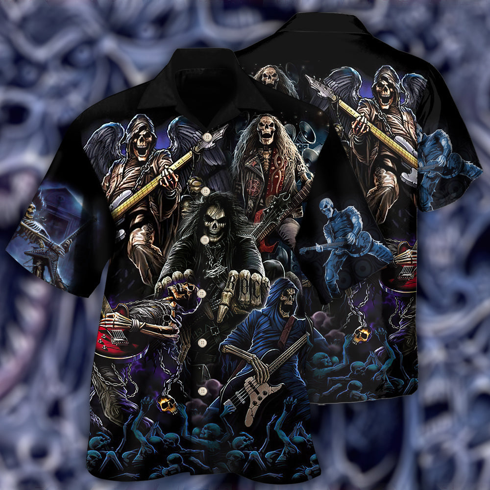 Guitar And Skull - Hawaiian Shirt - Reefox