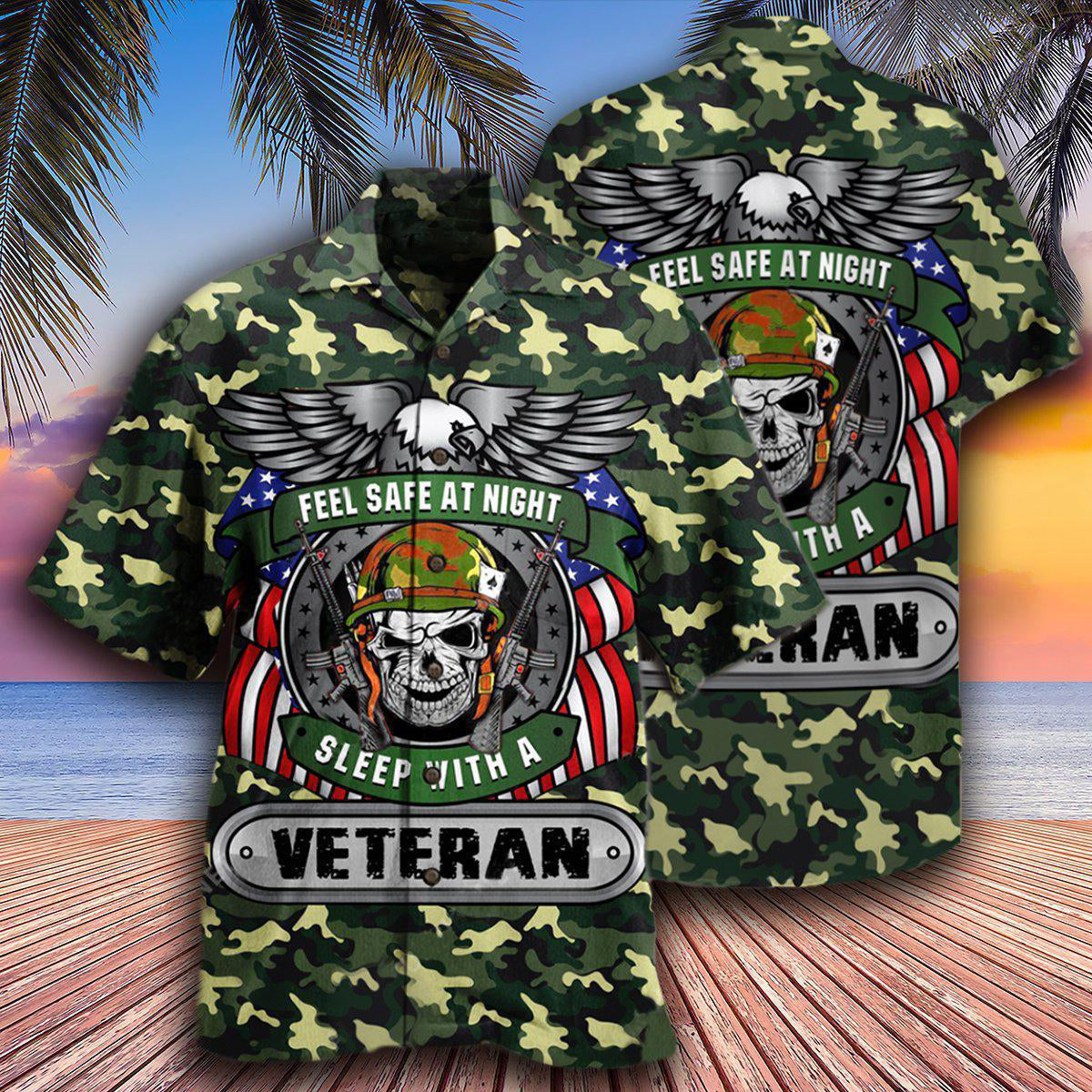 Veteran Feel Safe At Night Sleep With A Veteran - Hawaiian Shirt - Reefox