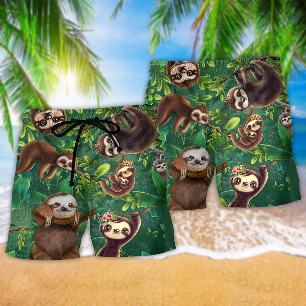 Sloth Lovely Cute Animals - Beach Short Reefox - Owls Matrix LTD