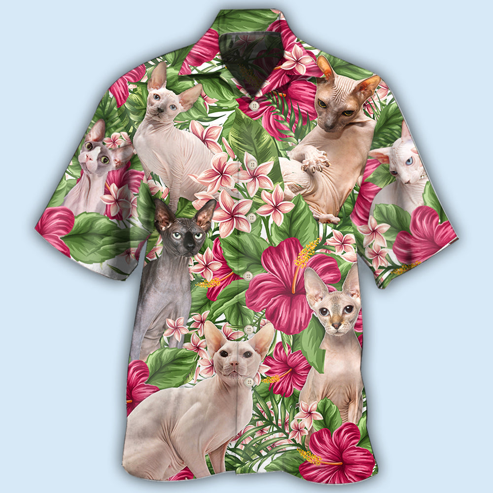 Cat Lovely Sphynx cat Tropical Floral - Hawaiian Shirt - Reefox