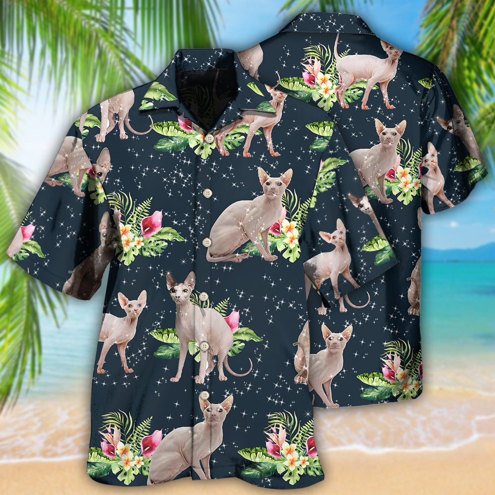 Cat Tropical Floral Sphynx Cat - Hawaiian Shirt - Reefox