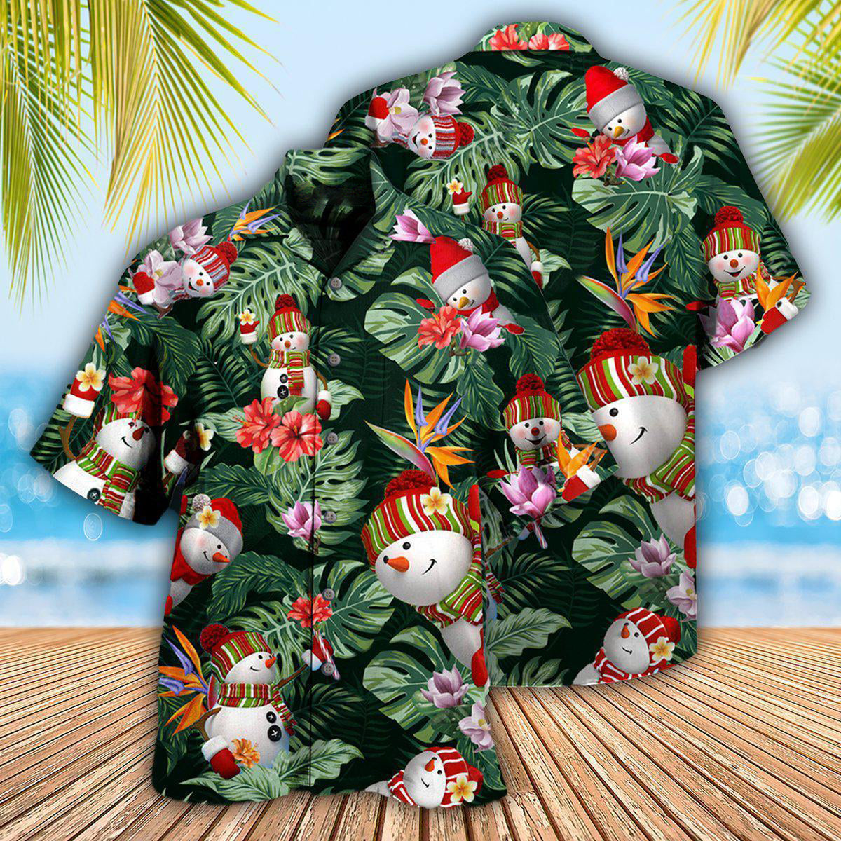 Snowman Stay Cool Tropical Leaf - Hawaiian Shirt - Reefox