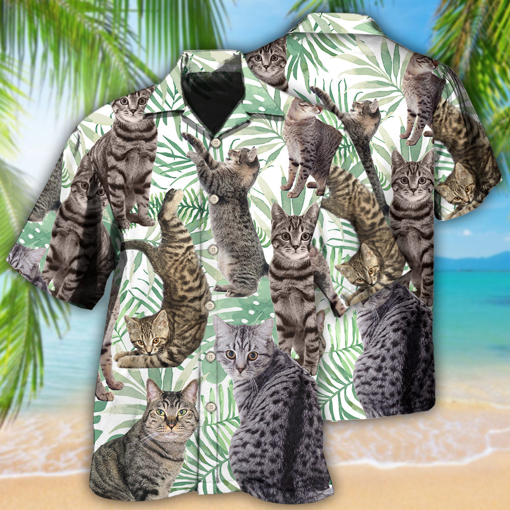 Cat Tropical Leaf Tabby Cat - Hawaiian Shirt - Reefox