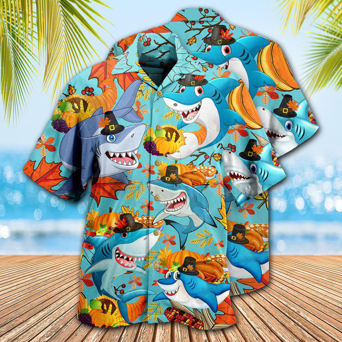 Shark Thanksgiving Funny Style - Hawaiian Shirt - Reefox