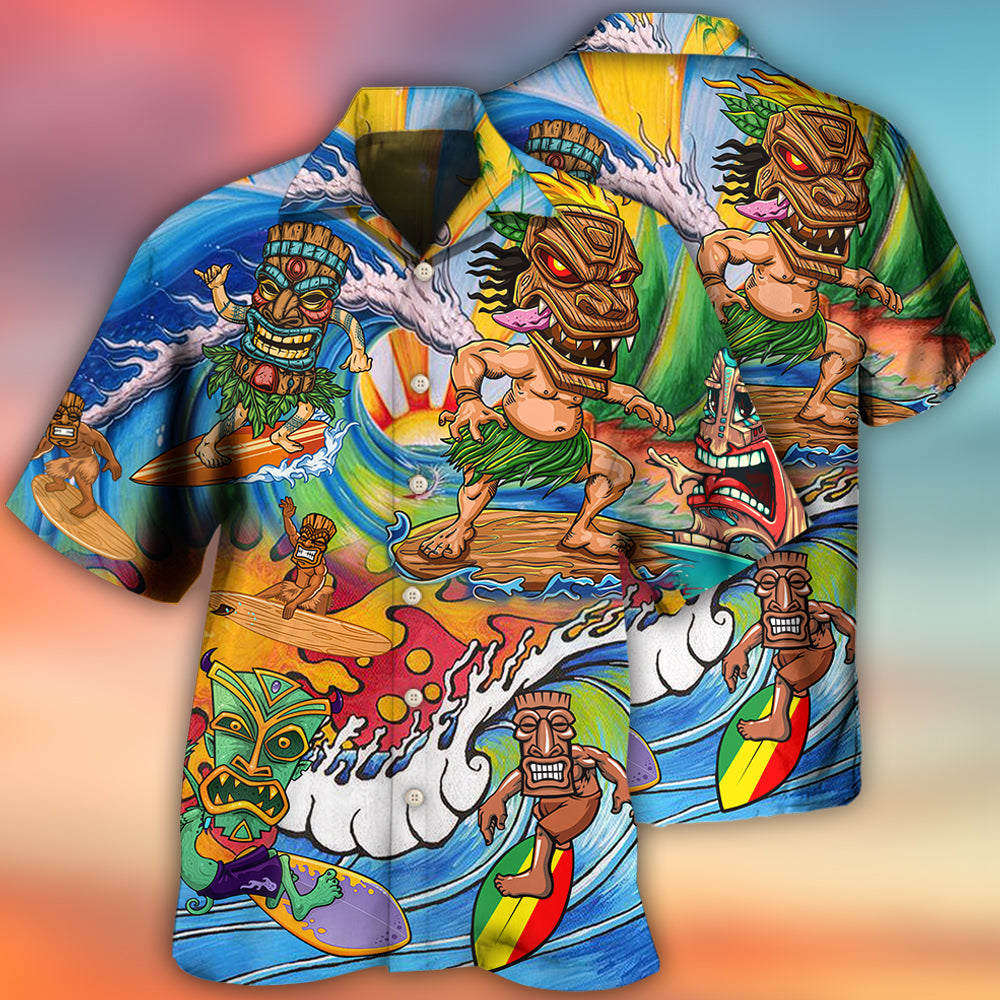 Tiki Surfing Style With Pretty Painting - Hawaiian Shirt - Reefox