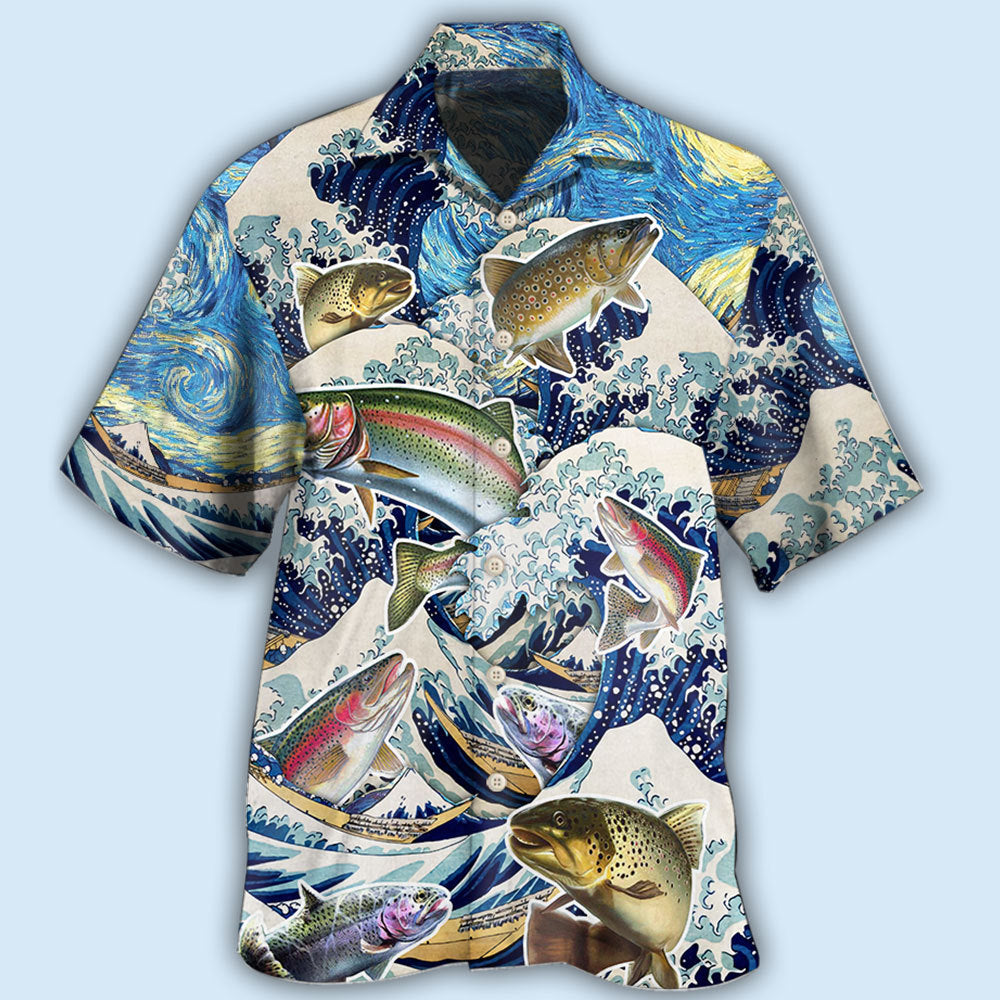 Fishing Trout Fishing Big Waves Style - Hawaiian Shirt - Reefox