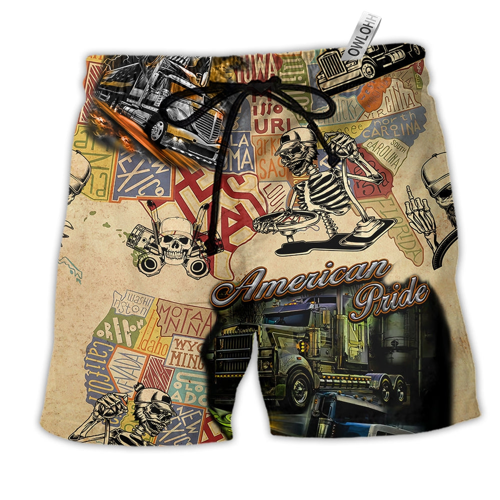 Beach Short / Adults / S Truck Amazing American Pride Cool - Beach Short Reefox - Owls Matrix LTD