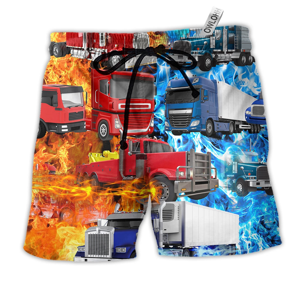 Beach Short / Adults / S Truck Keep On Trucking Driver - Beach Short Reefox - Owls Matrix LTD