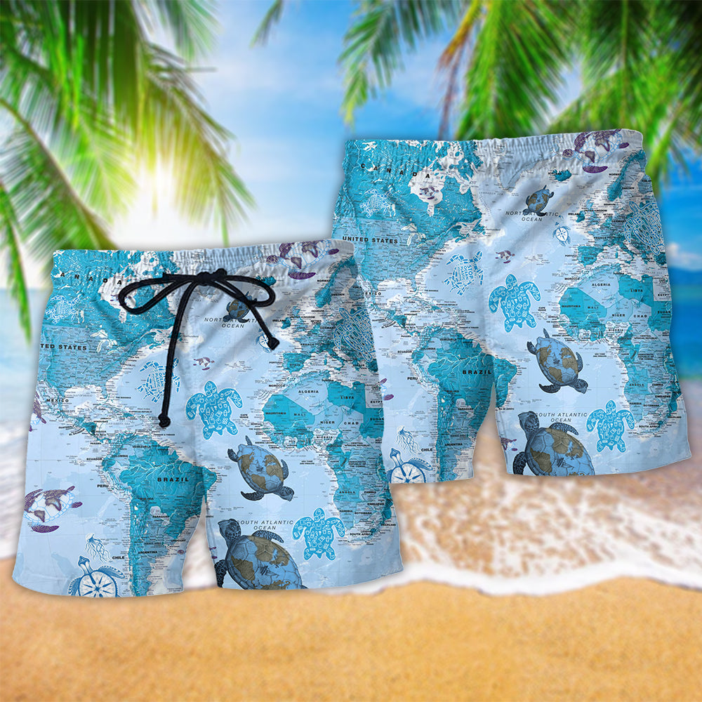 Turtle So Awesome Map - Beach Short Reefox - Owls Matrix LTD