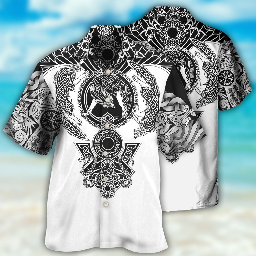 Viking Warrior Blood Black And White - Hawaiian Shirt - Reefox