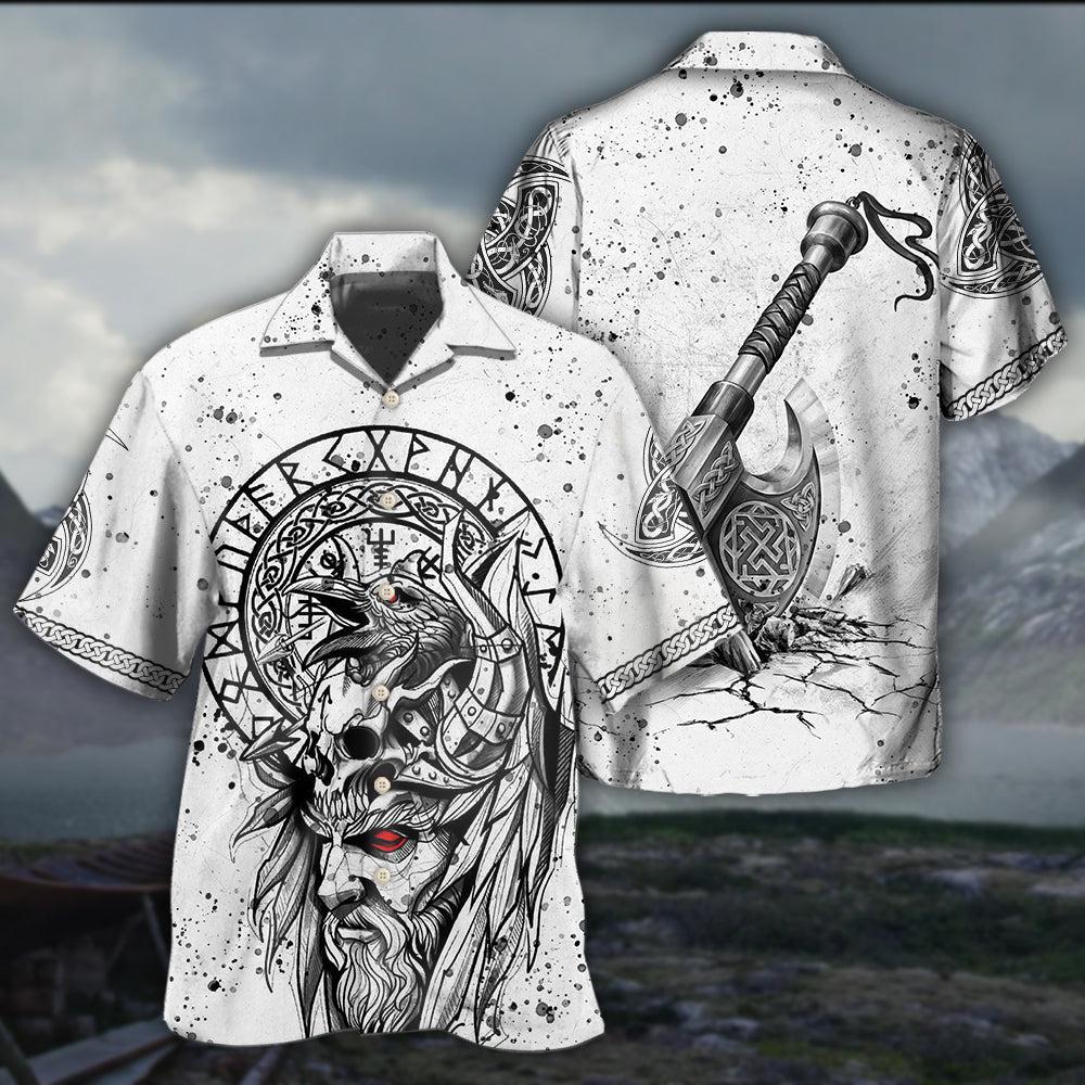 Viking Victory Black And White Style - Hawaiian Shirt - Reefox