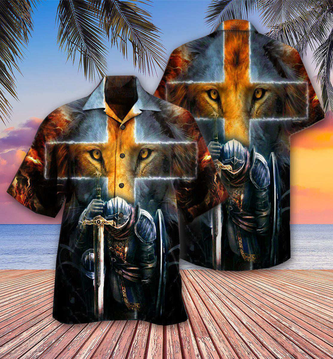 Warrior Of Christ Lion Cross - Hawaiian Shirt - Reefox
