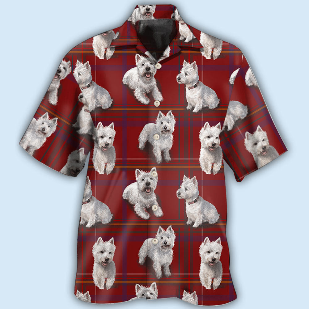 West Highland Terrier Dog Lover Red Background - Hawaiian Shirt - Reefox
