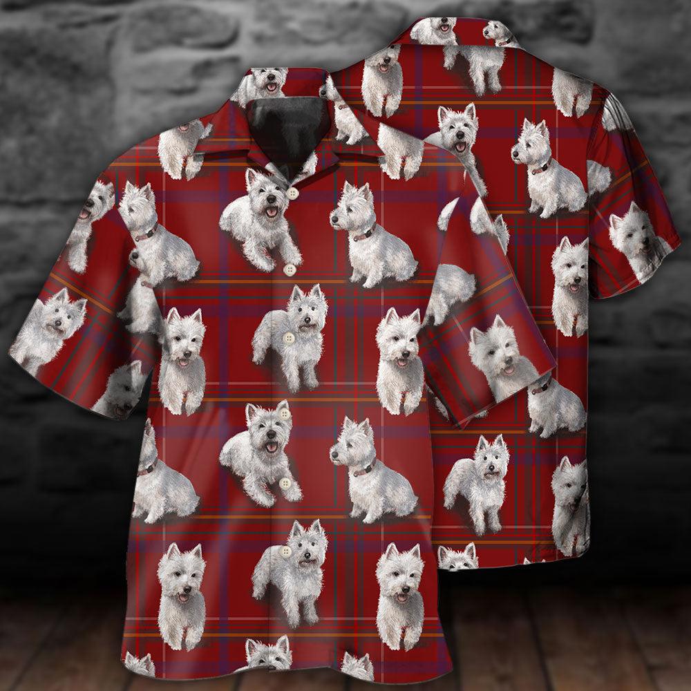 West Highland Terrier Dog Lover Red Background - Hawaiian Shirt - Reefox