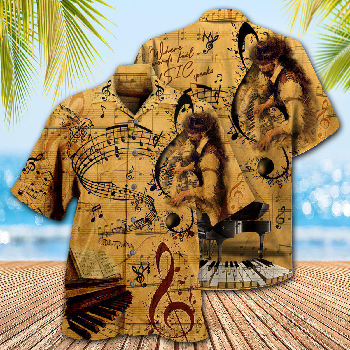 Piano Music Where Words Fail Music Speaks - Hawaiian Shirt - Reefox