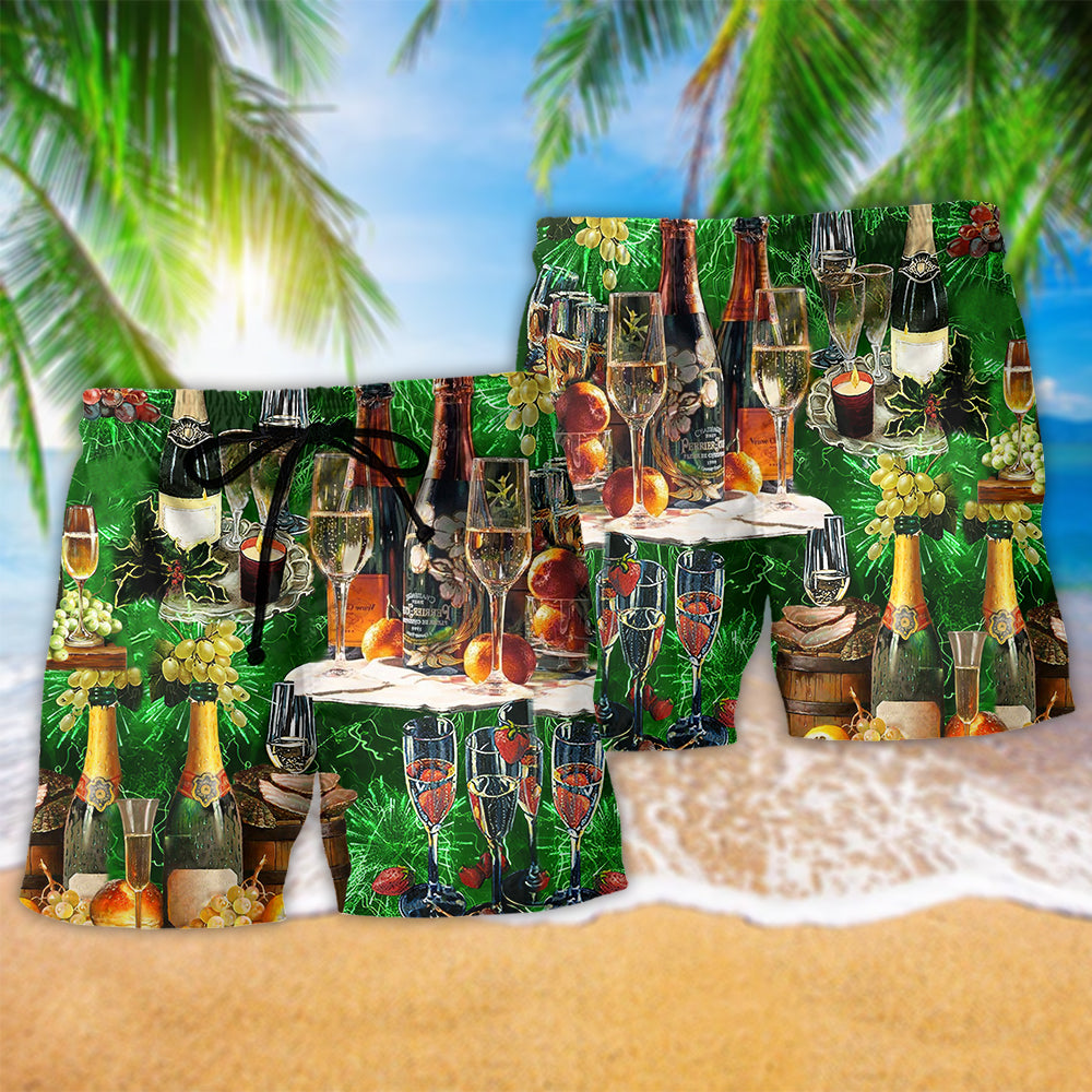Wine Lover Green Colors - Beach Short Reefox - Owls Matrix LTD