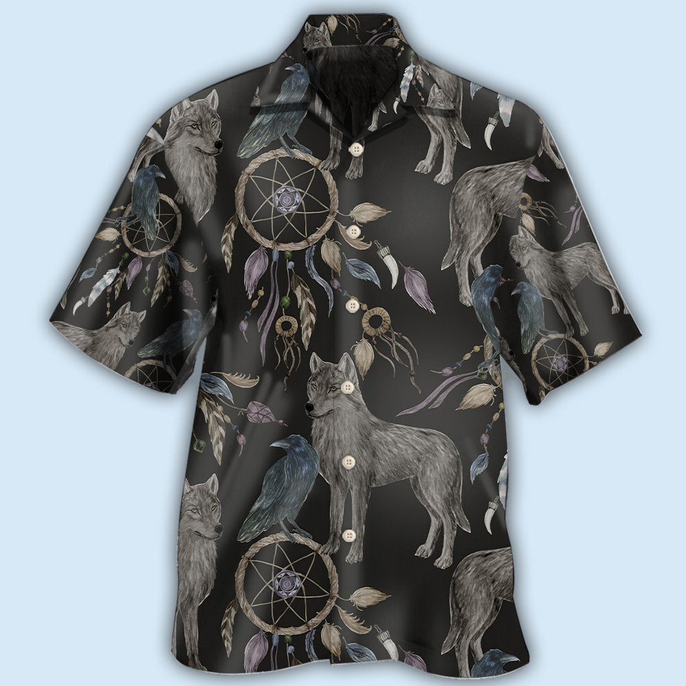 Wolf Dreamcatcher Dark Style - Hawaiian Shirt - Reefox
