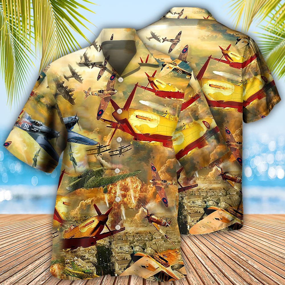 Combat Aircraft Fly Sky Fire - Hawaiian Shirt - Reefox