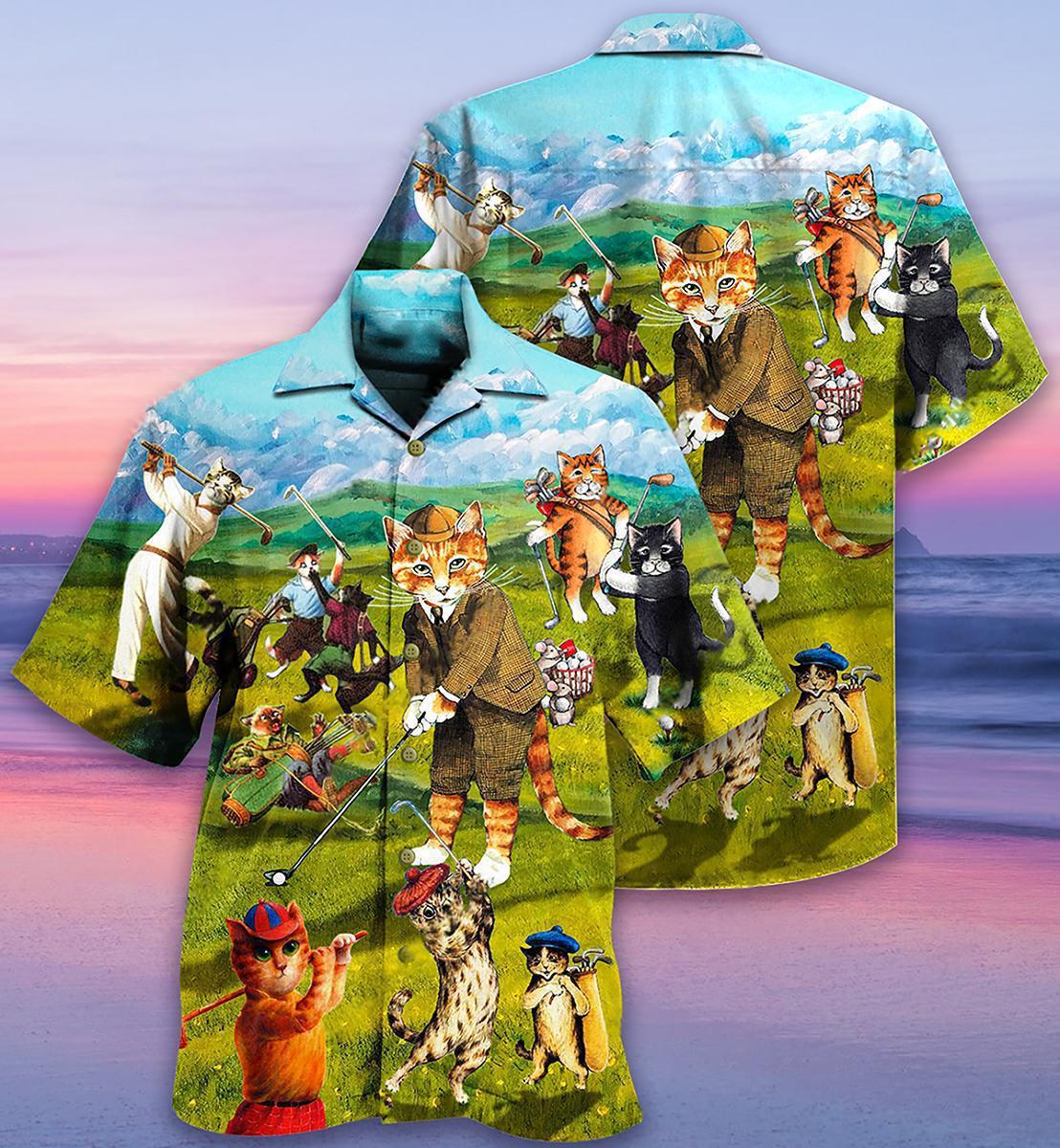 Golf Cats That What I Do I Play Golf And I Know Thing - Hawaiian Shirt - Reefox
