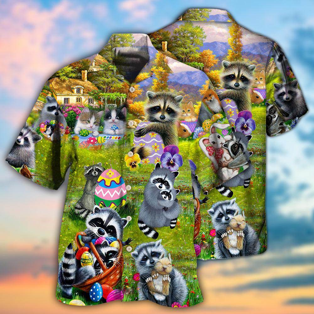 Raccoon Animals I Am Just Here For The Eggs Harmony - Hawaiian Shirt - Reefox