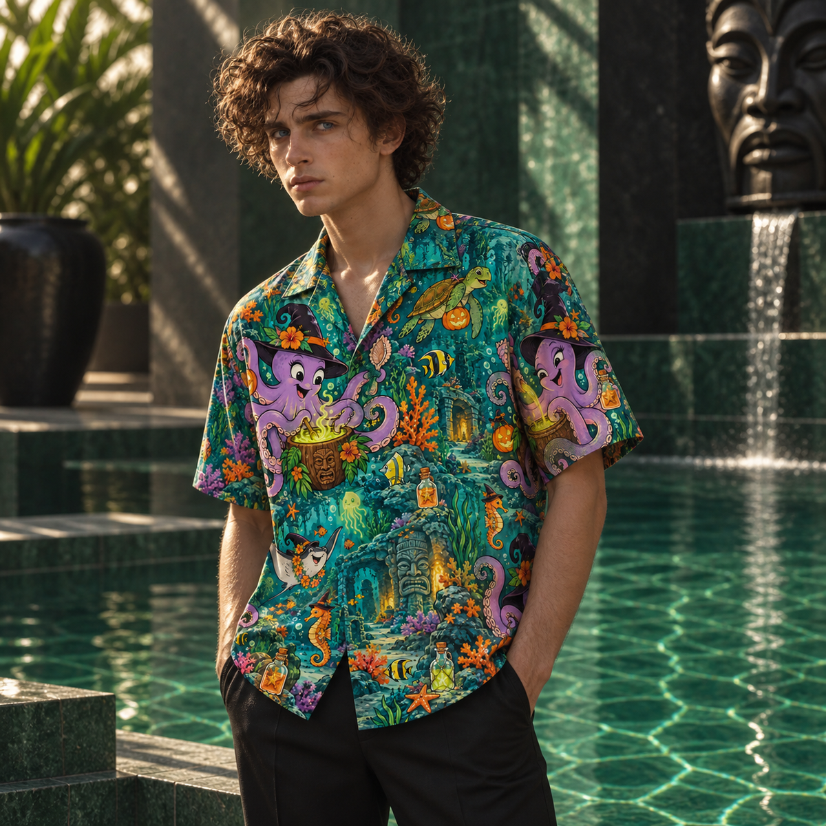 Men's Halloween 2026 Octopus Potion Garden Hawaiian Shirt