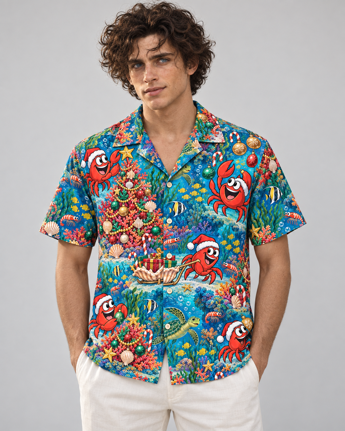 Men's Christmas 2026 Crab Carnival Hawaiian Shirt