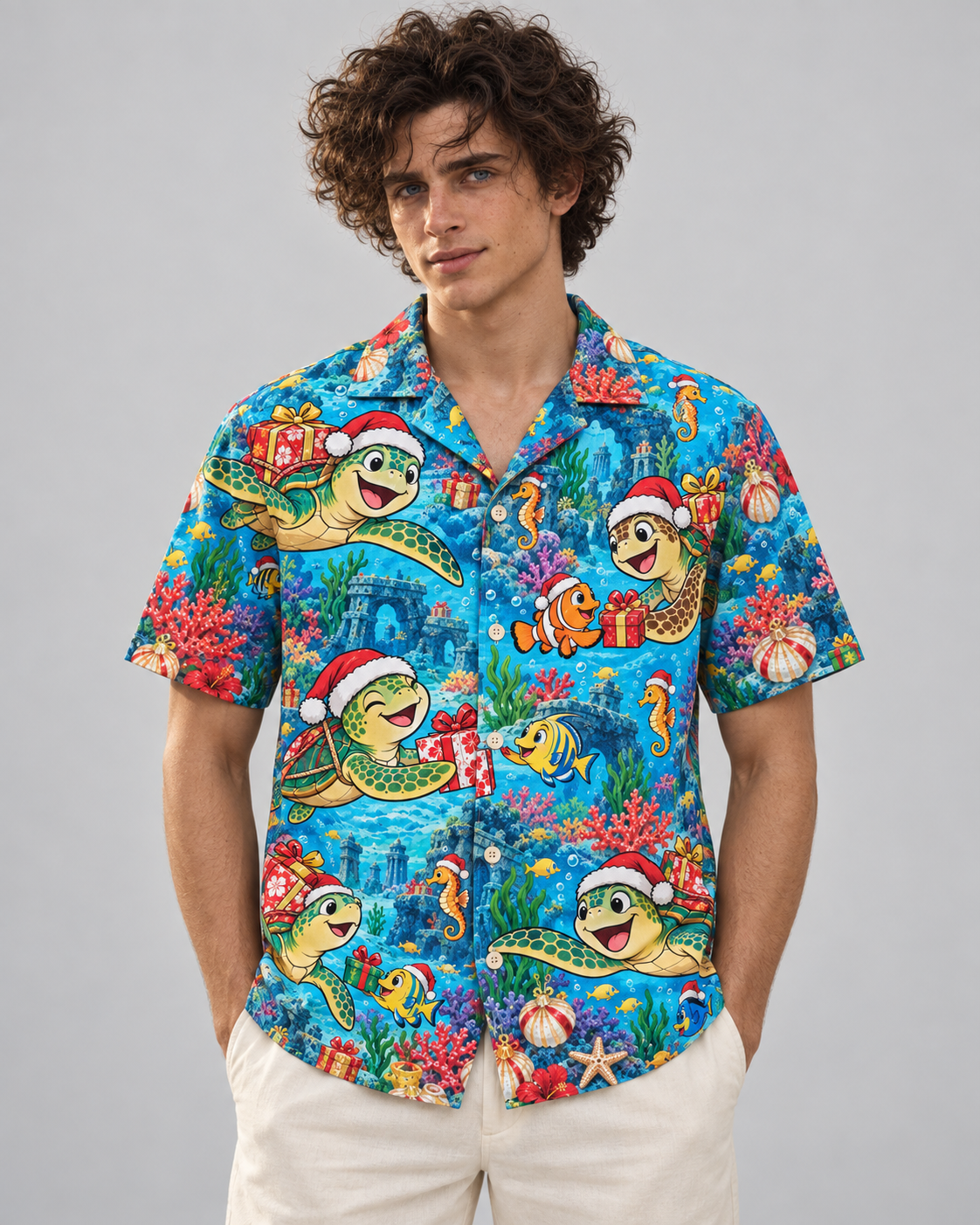 Men's Christmas 2026 Sea Turtle Gifts Hawaiian Shirt