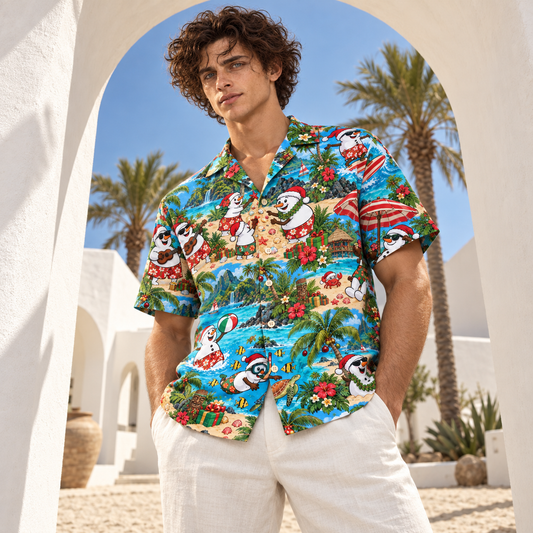 Men's Christmas 2026 Snowman Island Holiday Hawaiian Shirt