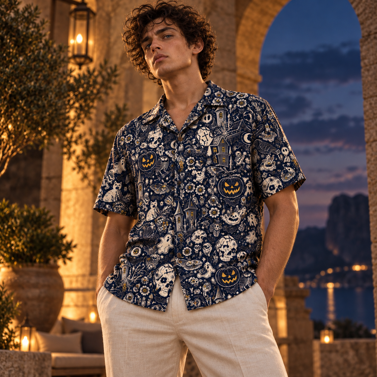 Men's Halloween 2026 Midnight Moth Society Hawaiian Shirt