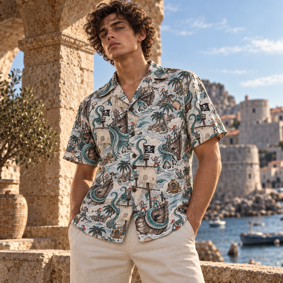Men's Halloween 2026 Sea Phantom Kraken Hawaiian Shirt