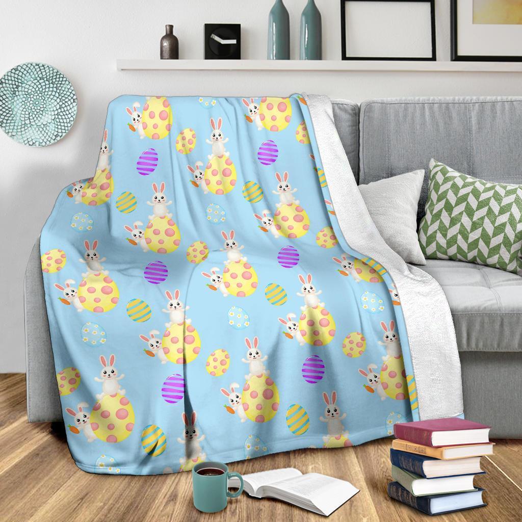 Easter Bunny Egg Pattern Flannel Blanket For Living Room And Bedroom Styling