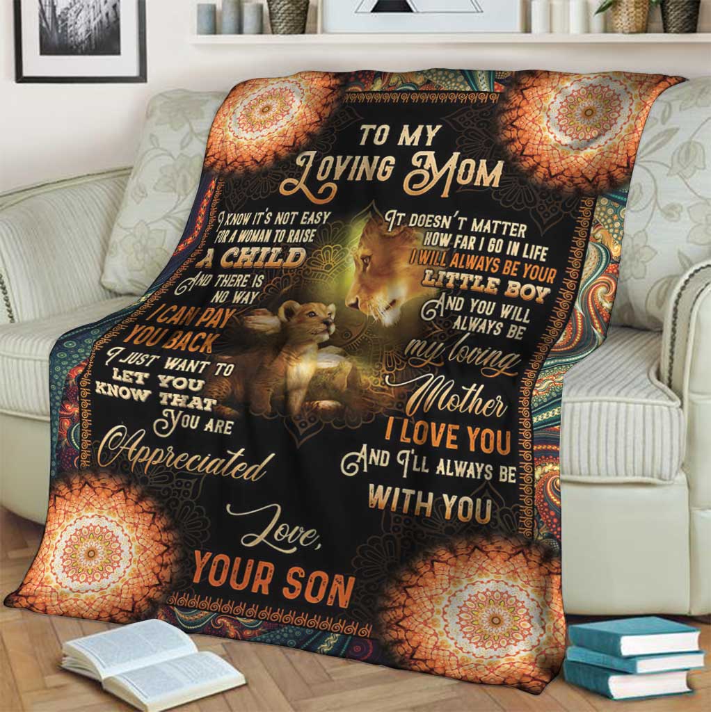 Lion Mothers Day To My Mom Flannel Blanket For Bed Sofa And Reading Nook Decor
