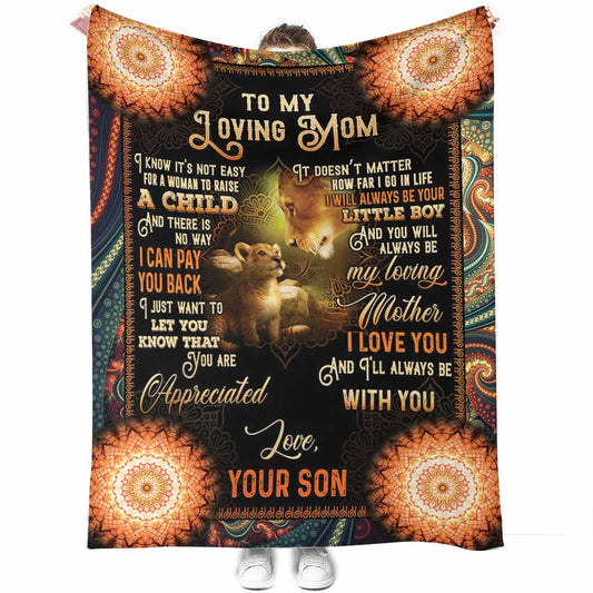 Lion Mothers Day To My Mom 50 x 60 Inch Flannel Blanket For Cozy Bedroom And Sofa Decor
