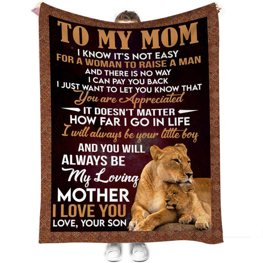 Lion To My Mom My Loving Mother Flannel Blanket For Cozy Bedroom And Sofa Decor