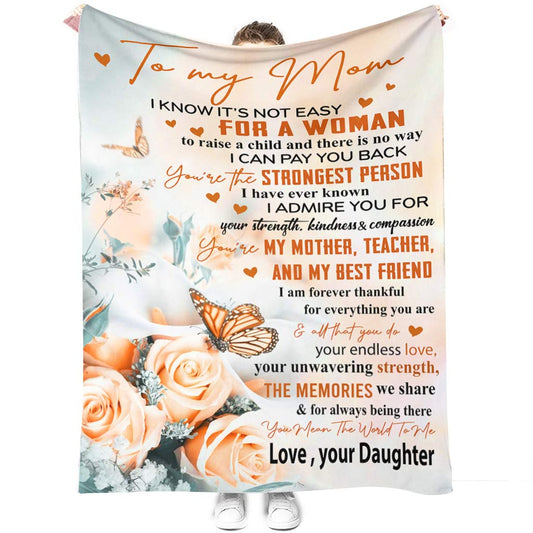 Rose Gift For Mom Mother Flannel Blanket For Cozy Bedroom And Sofa Decor